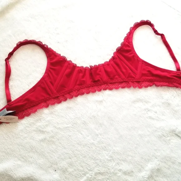 Victoria's Secret Vintage Embroidered Lace Mesh Velvet Balconet Sling Bra NWT